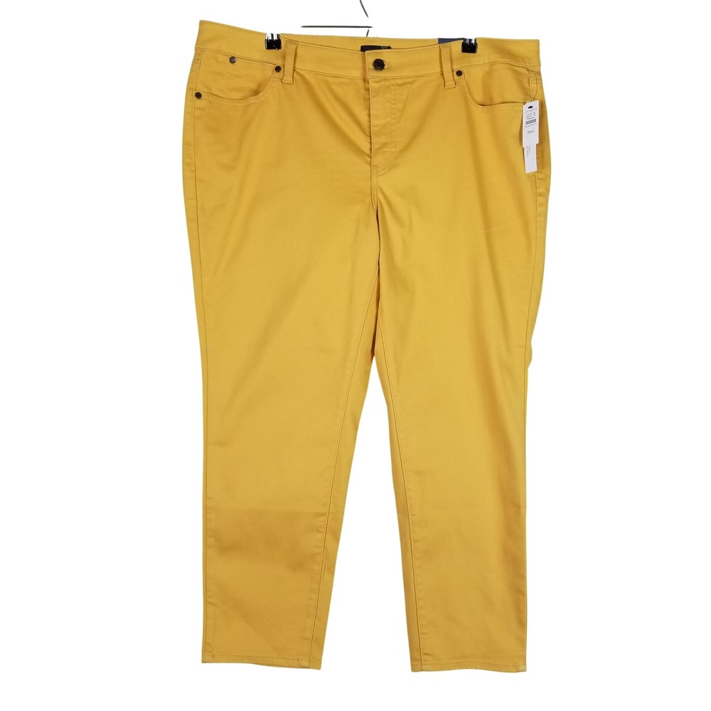 Talbots Slim Ankle Jean Women 18WP Yellow Petite Plus Cotton Blend New